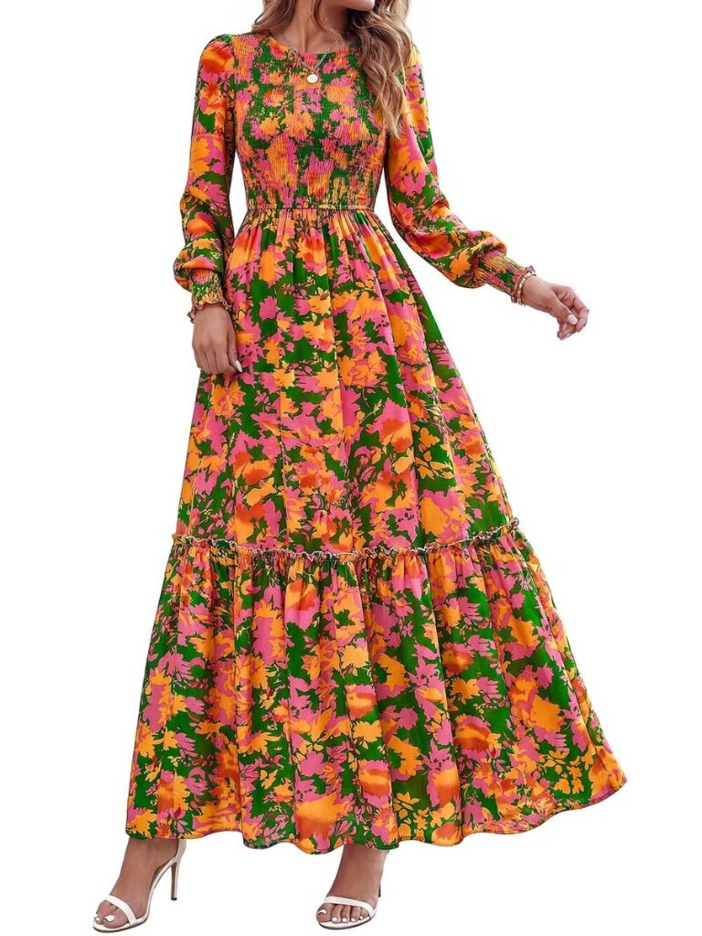 Womens Long Sleeve Floral Casual Fall Dresses with Pockets